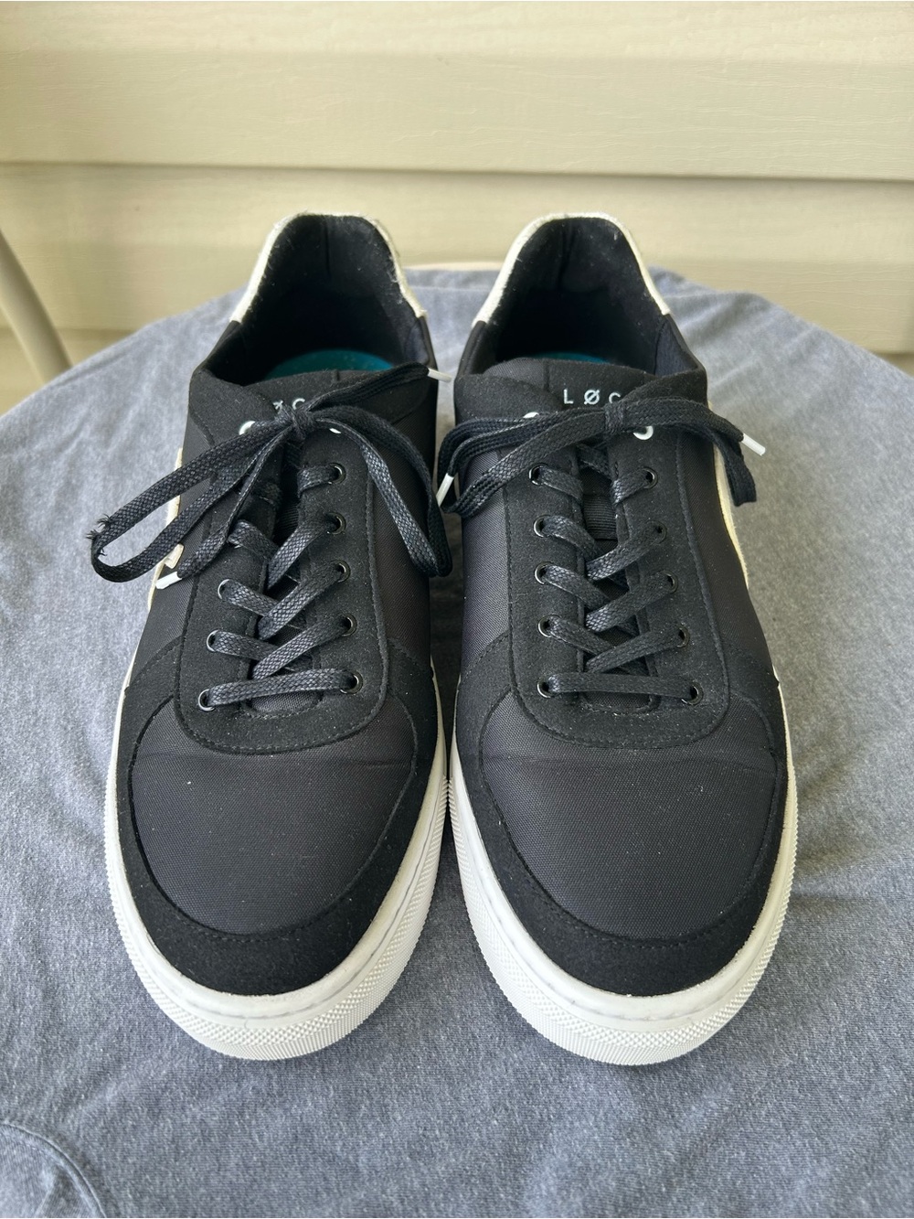 LOCI Men’s Black Low-Top Lace-Up Sneakers with White Sole